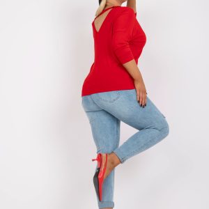 Großhandel Rote Plus Size Bluse mit Ausschnitt auf dem Rücken Gloria