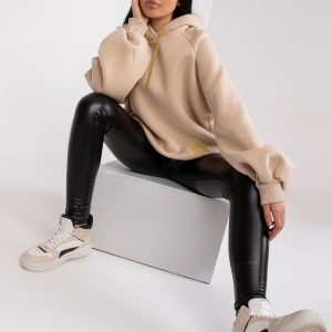 Großhandel Beiges Sweatshirt für Damen Oversize mit Kapuze Diego