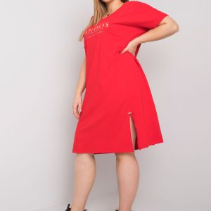 Großhandel Lucy Red Plus Size Kleid mit Schlitz