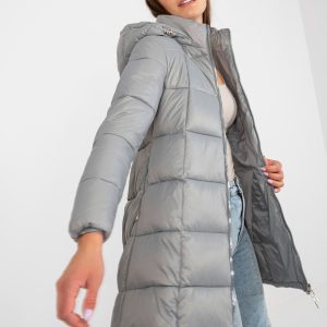 Großhandel Graue ausgestellte Winterjacke mit Steppung