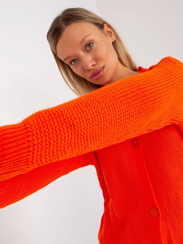 Großhandel Orangefarbener Cardigan mit großen Knöpfen RUE PARIS