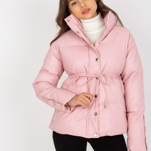 Großhandel Pinkfarbene Winterjacke aus Öko-Leder mit Steppung