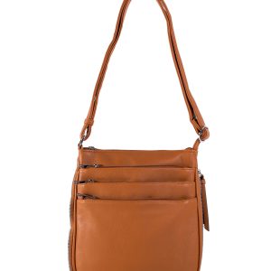 Großhandel Braune Damen Schultertasche mit langem Riemen