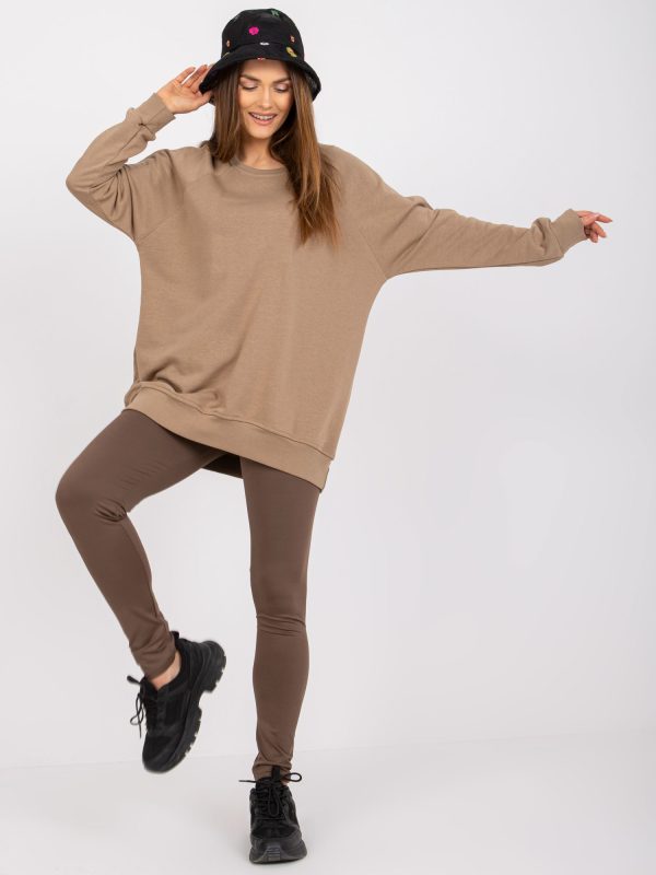 Großhandel Dunkelbeiges Sweatshirt Basic Remy