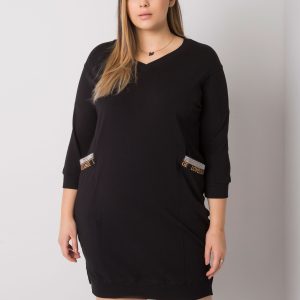 Großhandel Schwarzes Plus Size Kleid mit Susan Taschen