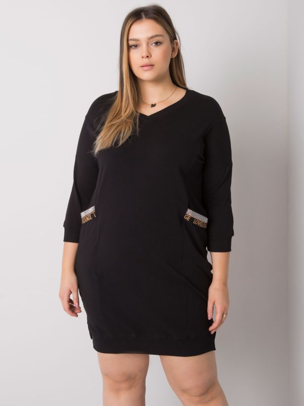 Großhandel Schwarzes Plus Size Kleid mit Susan Taschen