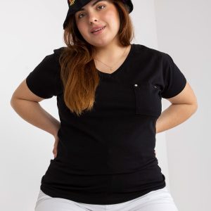 Großhandel Schwarz Damen T-Shirt aus Baumwolle Plus Size Basic