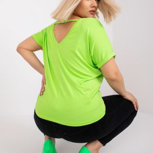 Großhandel Fluo Green Lose Plus -Size-Bluse Dina