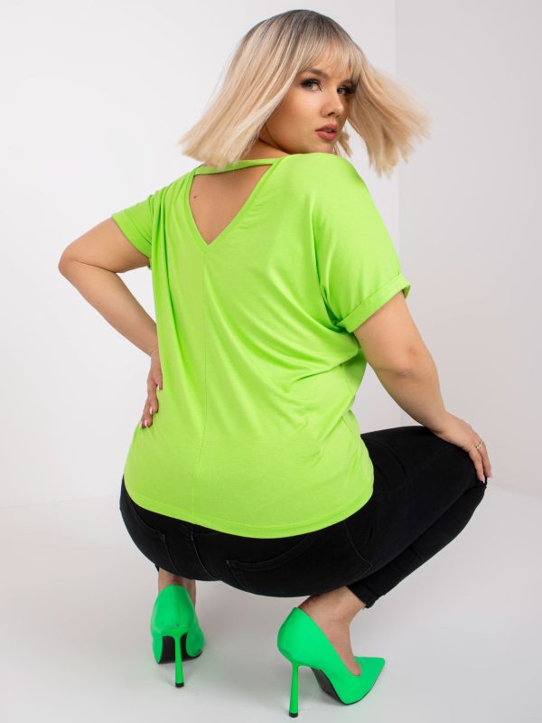 Großhandel Fluo Green Lose Plus -Size-Bluse Dina