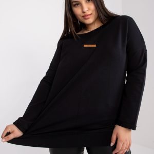 Großhandel Honorine Schwarz Sweatshirt aus Baumwolle in Übergröße