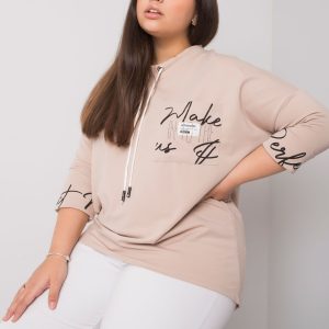 Großhandel Hellbeige Bluse in Übergröße mit Susan-Pr