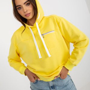 Großhandel Gelbes Sweatshirt mit Hoodie und Streifen