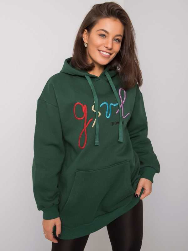 Großhandel Dunkelgrünes Sweatshirt mit Rosario-Inschrift