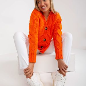 Großhandel Orangefarbener Cardigan mit Wolle Louissine RUE PARIS