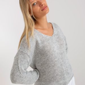 Großhandel Grauer Oversize Pullover mit OCH BELLA