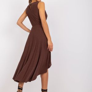 Großhandel Britanny Brown Asymmetrisches Midi-Abendkleid