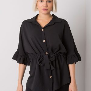 Großhandel Schwarze Bluse mit Einband Marcia RUE PARIS