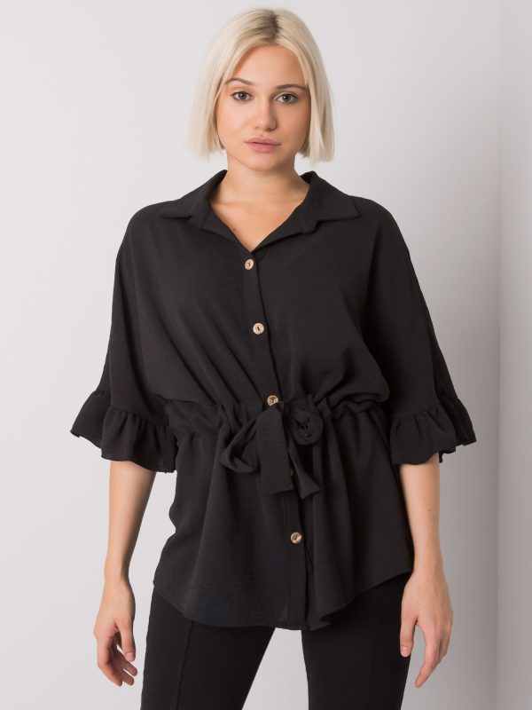 Großhandel Schwarze Bluse mit Einband Marcia RUE PARIS