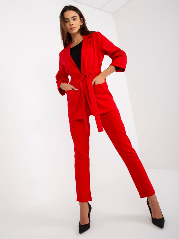 Großhandel Rotes, elegantes Damen-Set mit Blazer und Einband