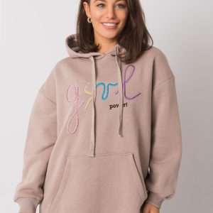 Großhandel Dunkelbeiges Sweatshirt mit Rosario-Inschrift