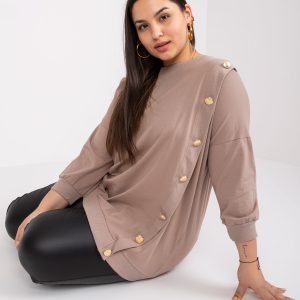 Großhandel Dunkelbeige Bluse in Übergröße für lässige Brigitte