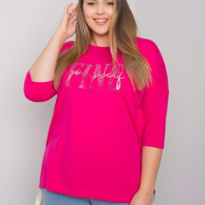 Großhandel Fuchsia Plus Size Bluse mit Elena-Strasssteinen