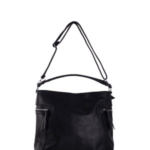 Großhandel Schwarze Damen Schultertasche mit verstellbarem Riemen