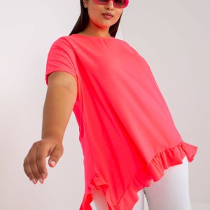 Großhandel Fluo Pink Viskose Plus -Size-Kurzarmbluse