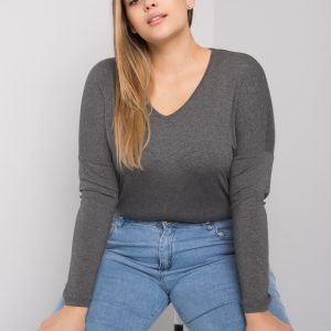 Großhandel Dunkelgraue Melange Einfarbige Bluse Elisa Plus Size