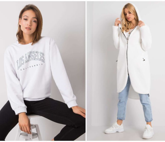 Weißes Damen-Sweatshirt – bestellen Sie einen Hit von Streetwear Looks