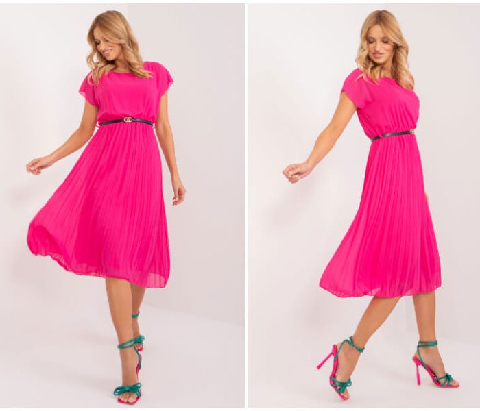 Fuchsiafarbenes Kleid – Styling-Accessoires mit Rüschen