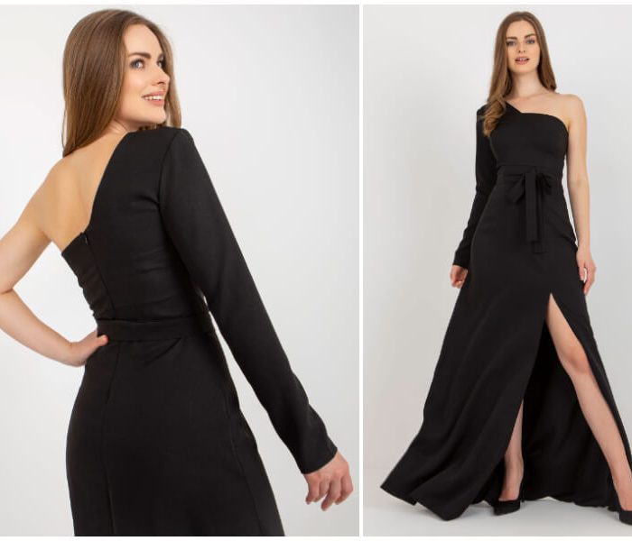 Didmeninė juoda vakarinė suknelė – klasikinis prašmatnumas ir elegancija