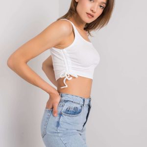 Didmenininkas Baltas “Crop top” su bangelėmis Loretta RUE PARIS