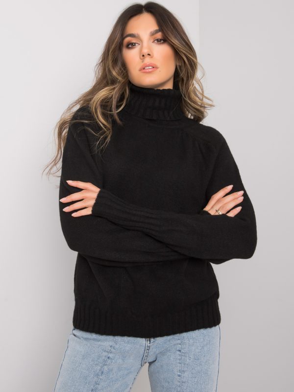 Didmeninė prekyba juodas moteriškas golfo kaklo megztinis Tiyarna RUE PARIS