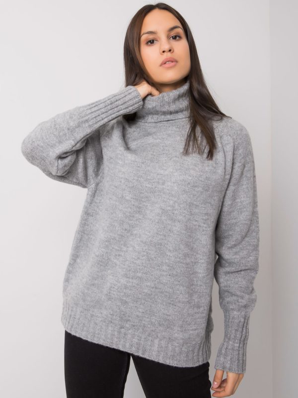 Didmeninė prekyba pilkas moteriškas golfo kaklo megztinis Tiyarna RUE PARIS
