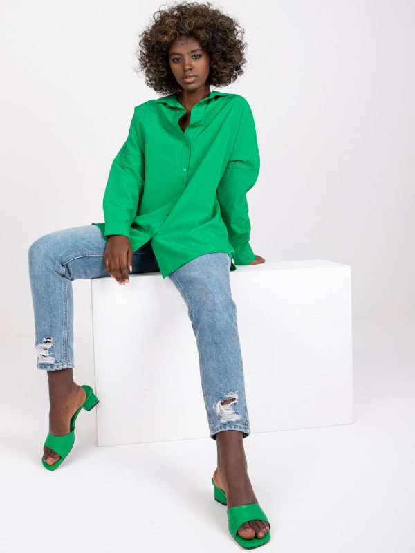 Didmeninė prekyba Žalias ilgas moteriškas megztinis Graciosa RUE PARIS