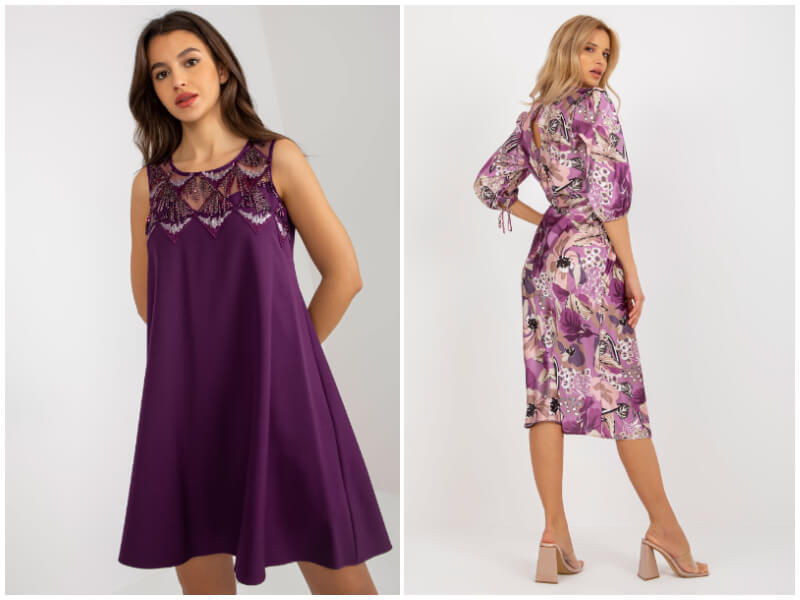 Violetinė suknelė – statykite dėl nepastebimos spalvos
