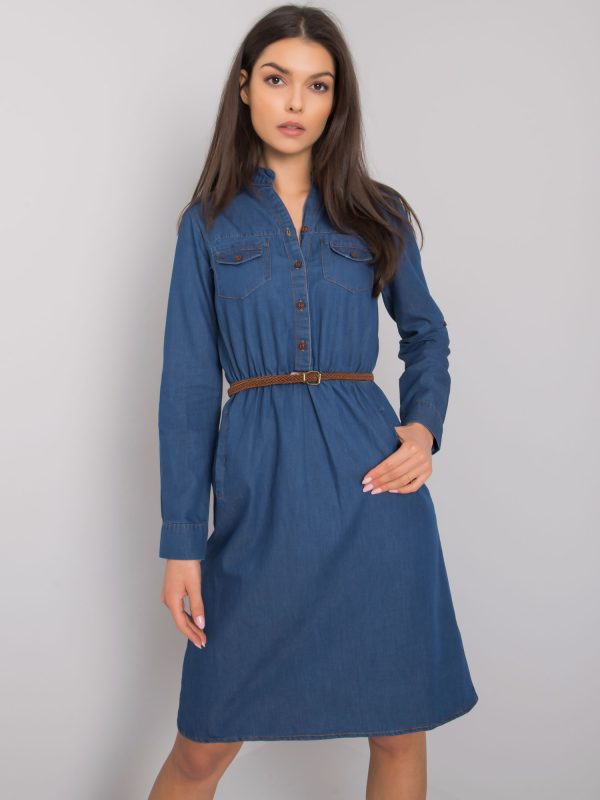 Didmeninė prekyba Tamsiai mėlyna medvilninė suknelė Pasadena RUE PARIS