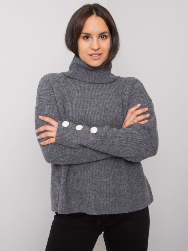 Didmeninė prekyba Tamsiai pilkas moteriškas megztinis Emrie RUE PARIS