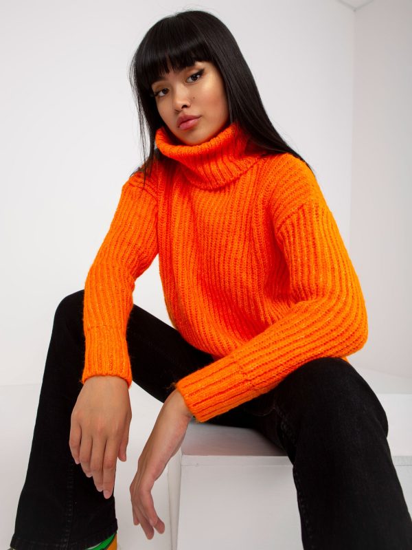 Didmeninė prekyba Fluo oranžinis šiltas megztinis su golfo kaklu Neva RUE PARIS