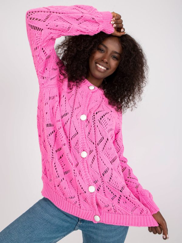 Didmeninė prekyba Rožinis megztinis su dekoratyvinėmis sagomis RUE PARIS