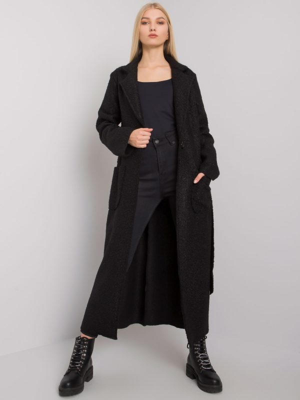 Black women's coat with belt Merve OCH BELLA
