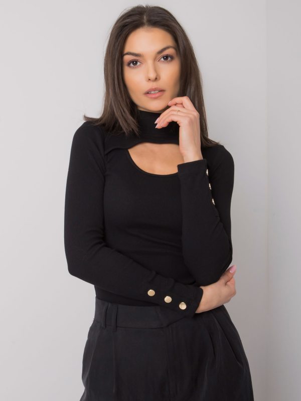 Black Blouse with Cutout Attale