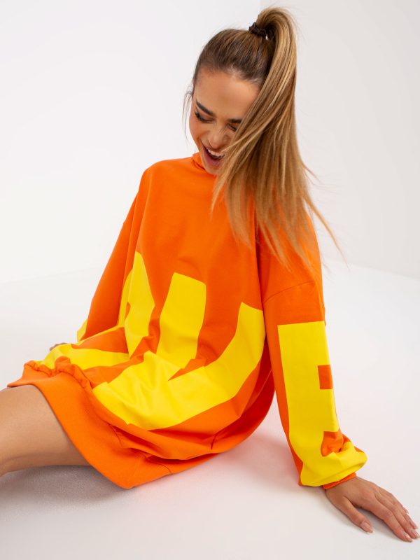 Orange-yellow long oversize hoodie