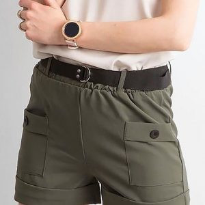Khaki women's shorts with pockets