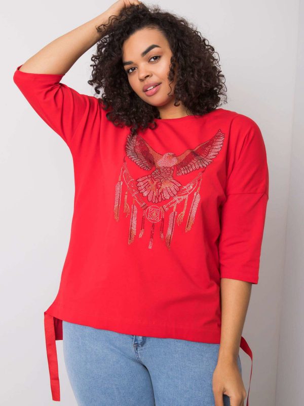 Red blouse with Cassia appliques