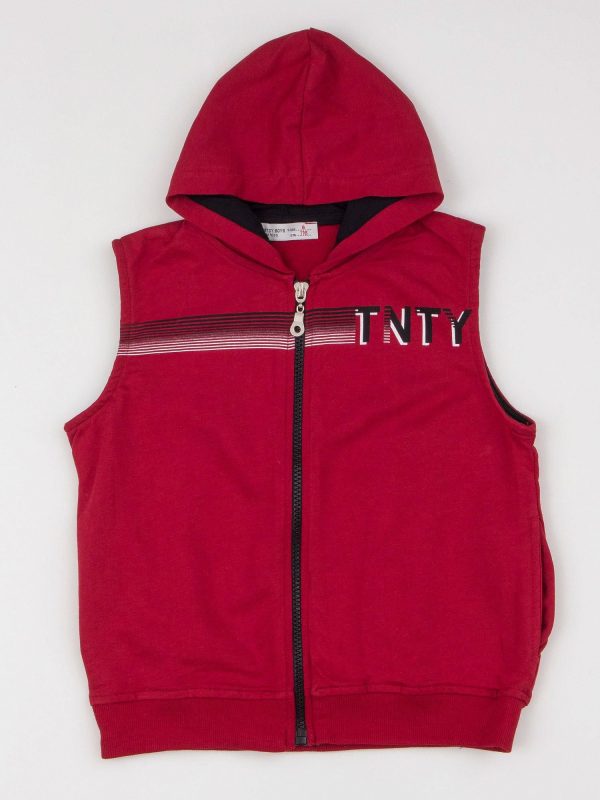 Burgundy sweatshirt children's vest with hood