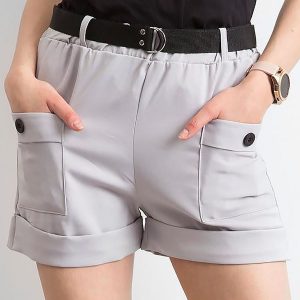 Grey women's shorts with pockets