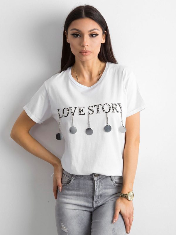 Cotton Women's T-Shirt with Applique White