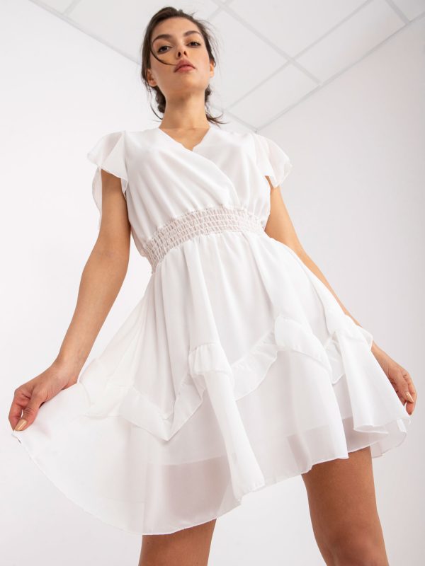 White airy mini dress with frills